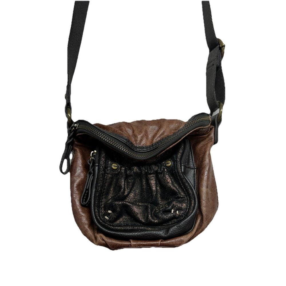 The Sak Multi Brown Genuine Leather Zip Flap Shoulder Bag Crossbody Messenger - Picture 1 of 14